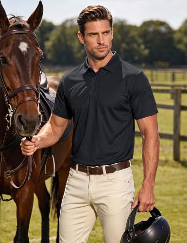 Men's Quick Dry Tactical Polo Shirt 3X-Large Black - Short Sleeve Performance Golf & Training