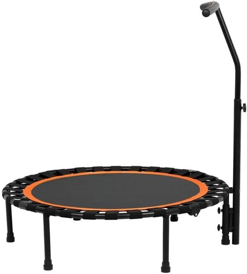 Kikihuose 50” Foldable Mini Trampoline for Adults, 330 LBS Bungee Rebounder Trampoline Indoor/Outdoor with T Shape Adjustable Foam Handle, Stable, Quiet Exercise Workout Equipment for Home Gym