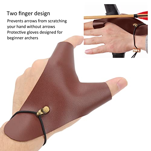 Breathable Archery Hand Guard for Left Hand - Two Finger Leather Protector