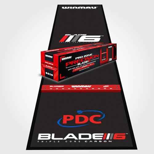 Winmau Darts Mat - Pro Zone Precision Blade 6 Soft Feel Dart Mat with Raised Integrated Oche Line for Steel Tip - Floor Mat Protection for Dart Board