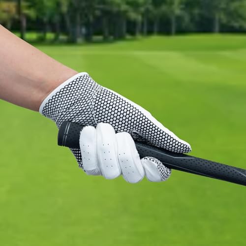 Men's Golf Gloves Left Hand White Medium 2 Pack Non-Slip Silicone Grip