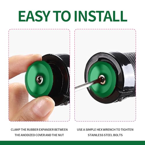 Green Aluminum Bike Handlebar End Plugs Set - Locking Expandable Bar Caps for Drop & Round Bars