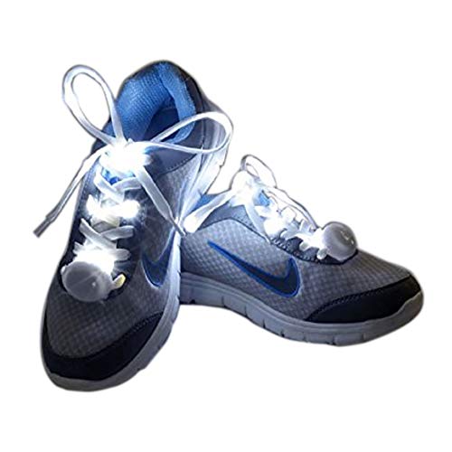 Flammi White LED Nylon Shoelaces Light Up Glow in the Dark for Party & Skating