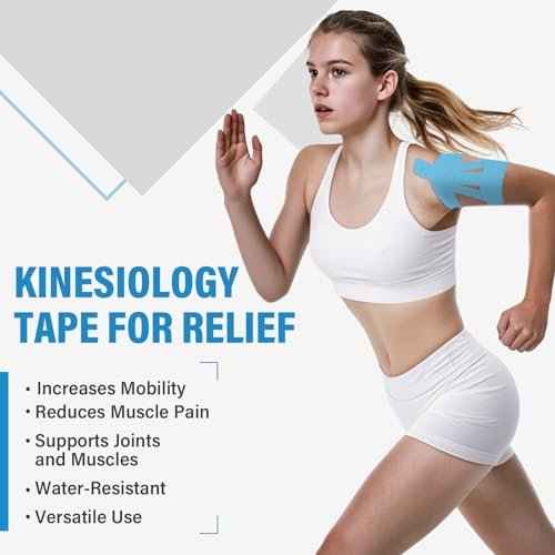12Pcs Kinesiology Tape-for Shoulder, Shoulder Pain Relief Athletic Tapes, Shoulder Support & Stability Precut Strips, Waterproof & Elastic, Breathable Hypoallergenic Latex-Free