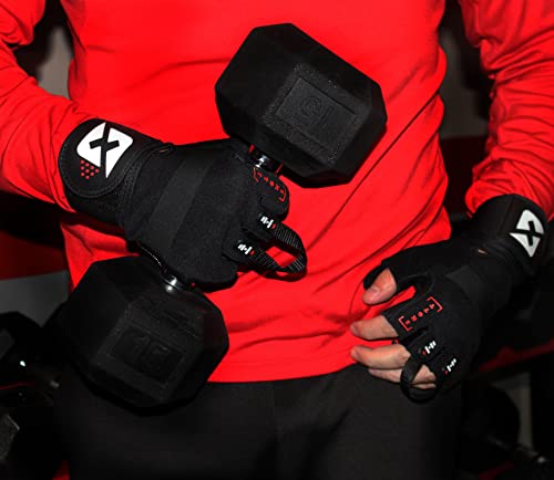 X-Large Black Weightlifting Gloves with Wrist Support - Durable Leather & Gel Padding