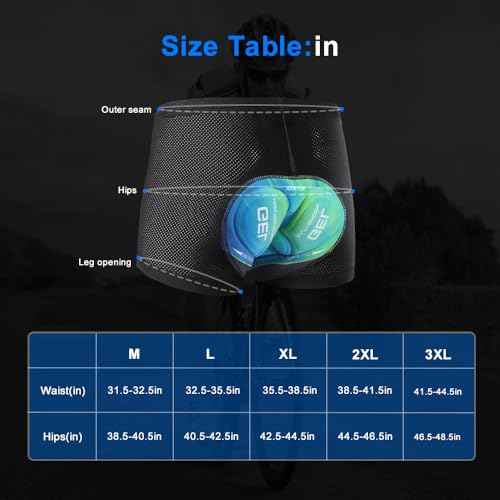 Men's Cycling Underwear Shorts 5D Padded Gel Mountain Bike Bicycle MTB Liner with Breathable, Quick Drying Shockproof