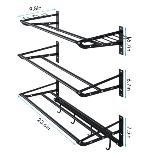 Black XCSOURCE 3-Tier Wall Mount Sports Equipment Organizer with Side Holders