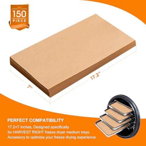 150 PCS Parchment Tray Mats Set for Harvest Right Freeze Dryer Medium Trays - Disposable Food Dehydrator Accessories 17.2x7 in