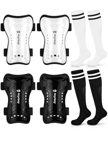 Kids Soccer Shin Guards and Socks Set - Black, Large - Toddler & Youth