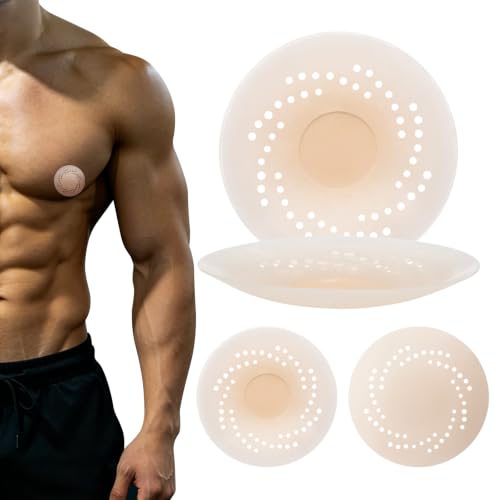 4 Pairs Waterproof Silicone Nipple Covers for Men - Reusable Anti-Chafing, Invisible Under Shirts - Size 1 Inch