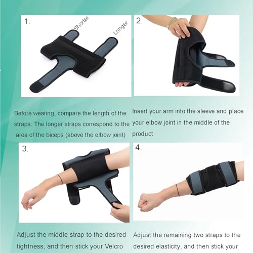 Elbow Support Brace with Ice Packs for Nerve & Tendon Pain Relief, Adjustable Night Splint