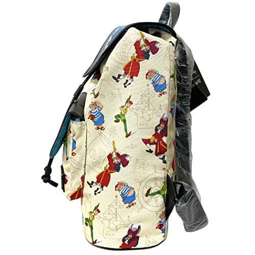 Loungefly Captain Hook Skull Peter Pan Pirate AOP Rucksack Bag