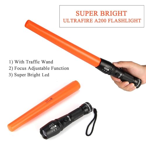 LED Traffic Control Wand Flashlight 16-Inch, 980 Lumens, 5 Modes, Waterproof