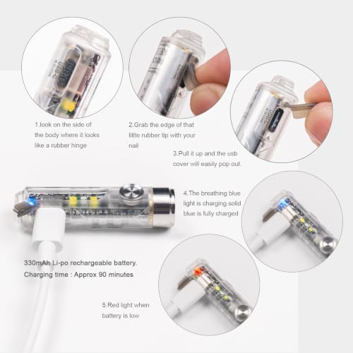 EDC Flashlight USB-C Rechargeable 650 Lumens - Aurora A8 G4 with Magnetic Clip - Variation B