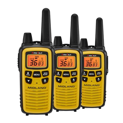 Midland LXT630X3VP3 FRS Walkie Talkies - Long Range 36-Channel Two-Way Radios, NOAA Weather Alerts (3-Pack, Yellow - Black)
