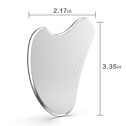 FUANKANG Gua Sha Facial Tools with Travel Pouch Stainless Steel Scraping Massage Tool for Face
