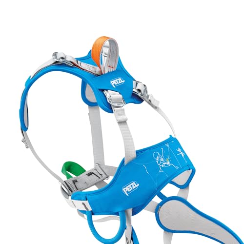 PETZL OUISTITI Kids' Harness - Comfortable, Full-Body Rock Climbing Harness for Children Less Than 30kg/66 lbs - Blue - One Size