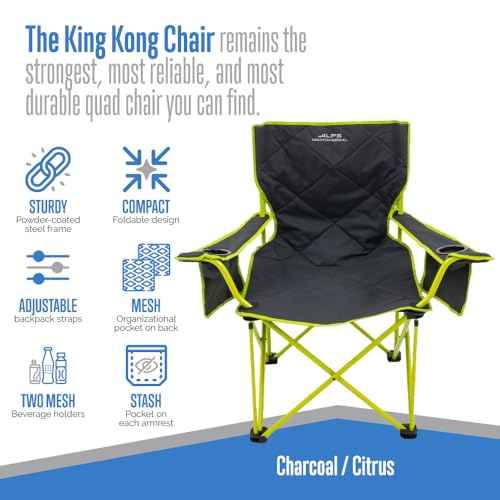 ALPS Mountaineering King Kong Camping Chairs for Adults with Mesh Cup Holders and Pockets, Built Durable and Reliable with Compact Foldable Steel Frame