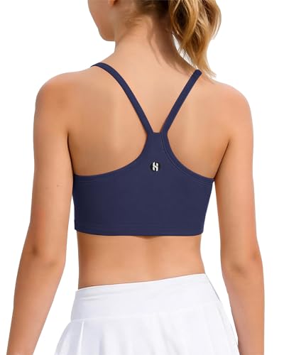 Girls Sports Bra Crop Top 7-8 Years Navy Blue Spaghetti Strap Racerback