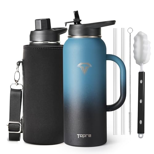 40 oz Insulated Stainless Steel Water Bottle with Handle - Leakproof & Double Wall