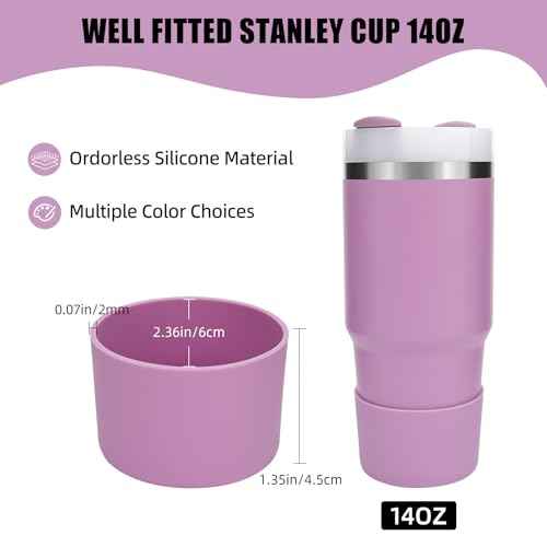 Boot for 14 oz Stanley Cups, Silicone Boot for Stanley Quencher 14 Ounces, Bottom Protector Accessory for 14oz Stanley's Tumbler (Rose Quartz, 14 Ounces)