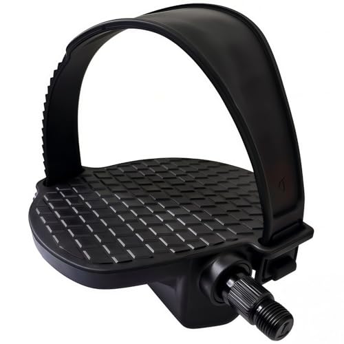Pro Spin Bike Pedals with Adjustable PVC Straps - Black B, 9/16" Spindle, Heavy Duty