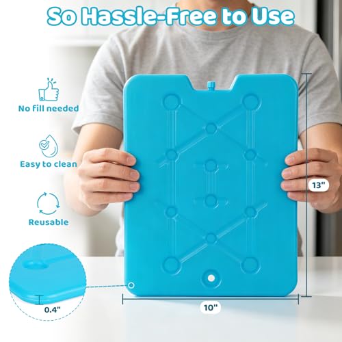 Large Reusable Ice Packs for Coolers - 13 x 10 inch, 6Lb, Set of 4