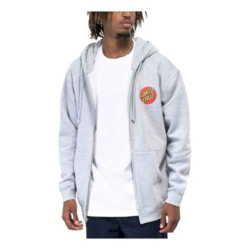 SANTA CRUZ Classic Dot Zip Hooded Heavyweight Sweatshirt Grey Hthr Med Mens
