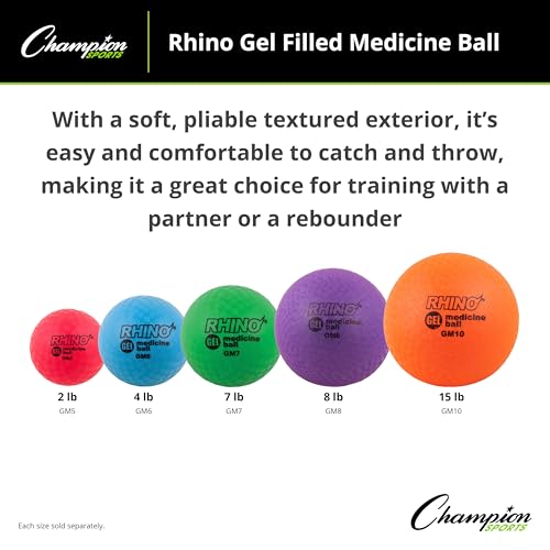 7 LB Green Gel Filled Medicine Ball for Strength & Rebounder Training