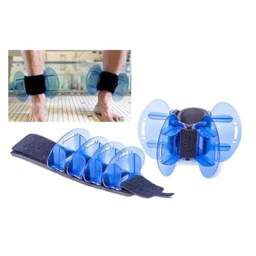 High Resistance Hybrid Aquatic Exercise Fin Set - Blue | Aquatic Cuffs | Quick Start Guide | Leg Water Weights | Strength & Swim Training | Exercise Equipment for Pools | Pair (HRPCFIN)