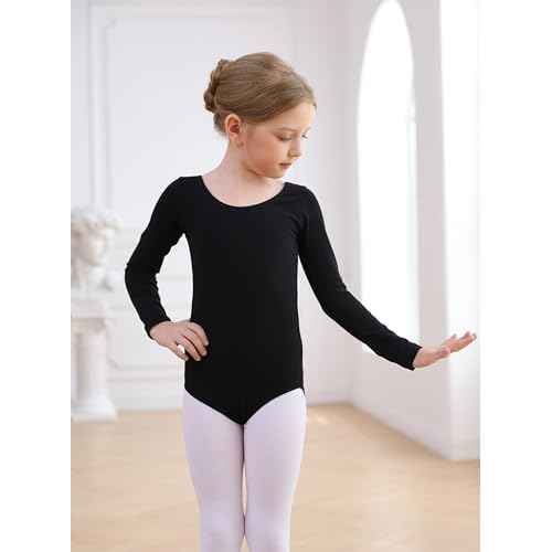 MdnMd Girls Classic Long Sleeve Leotard for Ballet Dance Gymnastics Toddler Kids Outfits