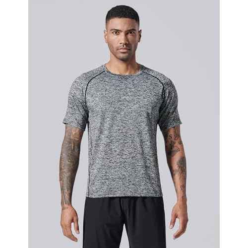 5 Pack Men¡¯s Active Quick Dry Crew Neck T Shirts | Athletic Running Gym Workout Short Sleeve Tee Tops Bulk