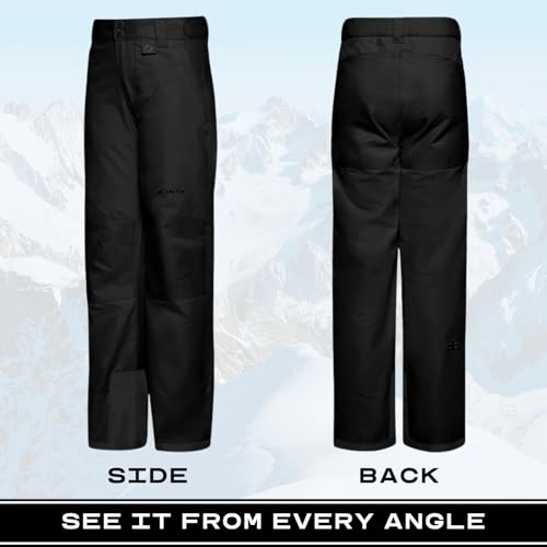Kids Snow Pants with Reinforced Knees & Seat - Medium Black