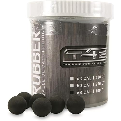 Umarex T4E Premium Rubber Ball Ammo for Paintball Guns, Black, .68 Caliber, 100 Count