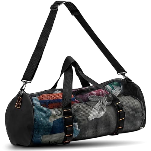 Large Mesh Dive Bag with Zipper for Scuba & Snorkel Gear - Black, 23 x 11 in