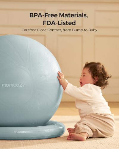 Momcozy Pregnancy Yoga Ball Set with App Courses - Glacier Blue