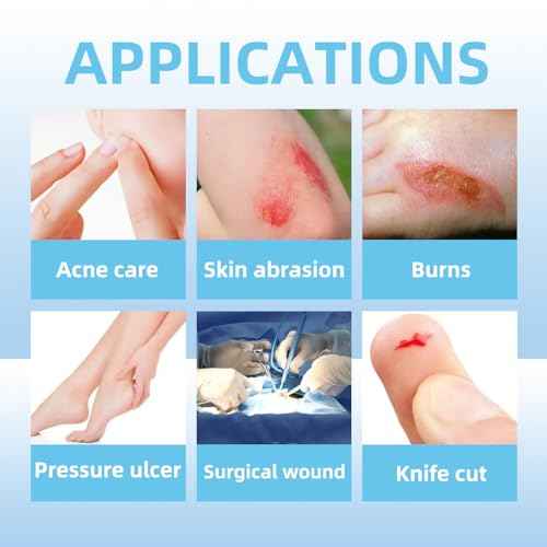 Dr. Med Hydrocolloid Wound Dressing Extra Thin 4"x4"-10 Pack/Box, Waterproof Adhesive Bordered Bandage, for Light Exudate, Abrasions, Pressure Ulcer, Bed Sore, Superficial Wound Care