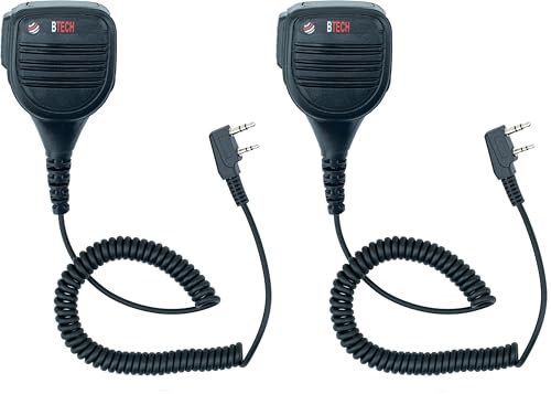 Weatherproof Heavy Duty IP54 Speaker Microphone Pack of 2 - Shoulder Mic for Baofeng Kenwood & More - Single Variant