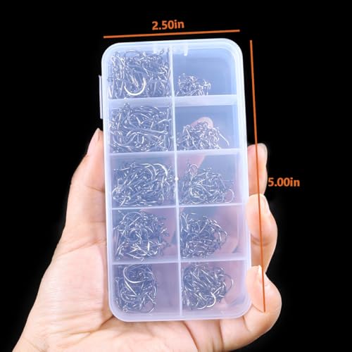 Black 1000pcs Small Fishing Hooks Set for Freshwater Fishing - Multiple Sizes
