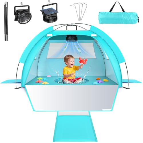Baby Beach Tent with Sunshade & Cooling Fan - Portable UV 50+ Canopy Shelter for Infant & Toddler, Sand & Camping Use