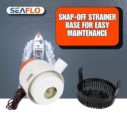 SEAFLO 01 Series 4700 GPH Bilge Pump ? 12V, 2" Outlet, Marine Submersible Pump, Anti-Airlock Protection, Snap-Off Strainer Base, CE & RoHS Certified ? 4-Year Warranty