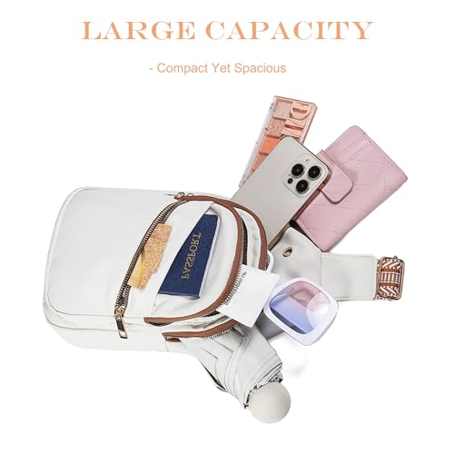 Small Crossbody Sling Bag for Men & Women - Brown & White Variation