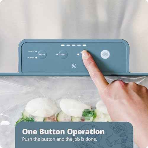 Greater Goods Vacuum Sealer ? Powerful, Compact, with 4-in-1 Functions, Built-in Cutter, and Vacuum Seal Bags, Ideal for Sous Vide and Food Storage (Stone Blue)