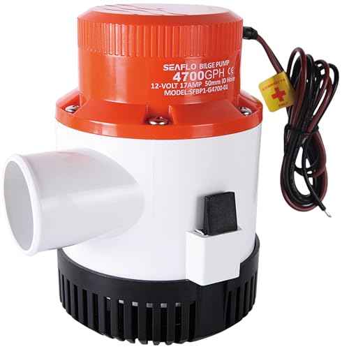 SEAFLO 01 Series 4700 GPH Bilge Pump ? 12V, 2" Outlet, Marine Submersible Pump, Anti-Airlock Protection, Snap-Off Strainer Base, CE & RoHS Certified ? 4-Year Warranty