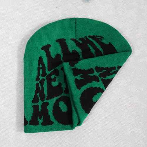 Y2K Beanie Hat for Men & Women Trendy Soft Stretchable Winter Cap, Warm Comfortable Cold Weather Knit Accessory - Green