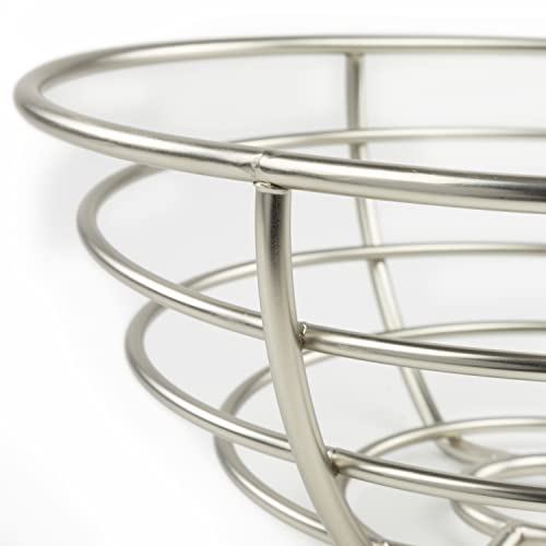 Euro Satin Nickel Fruit Bowl - Open Wire Design for Kitchen Countertop