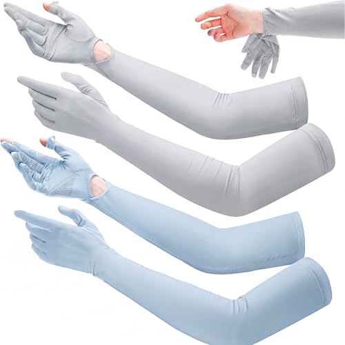 Yahenda 2 Pairs UV Protection Driving Gloves Long