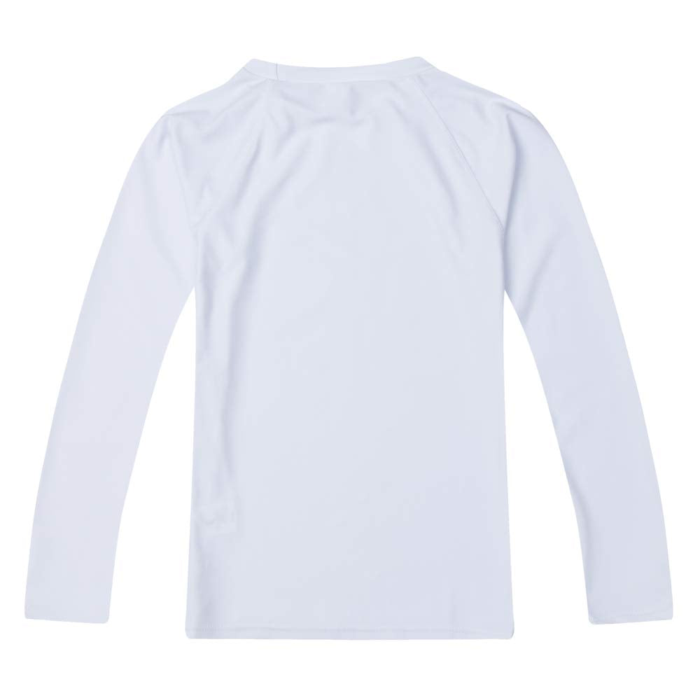 Boys' Long Sleeve Rashguard Swimwear Rash Guard Athletic Tops Swim Shirt UPF 50+ Sun Protection, White 6
