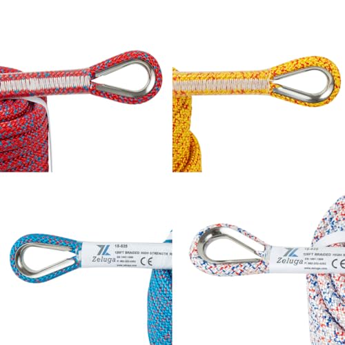 15mm x 125ft Heavy Duty Arborist Climbing Rope with Steel Hook, No-Stretch