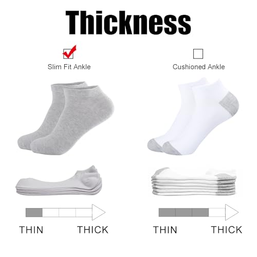 14 Pairs Women's Ankle Socks Pack - Thin Low Cut Athletic Socks for Men & Women, Black White Grey